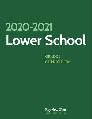 Bayview Glen Grade 3 Curriculum 2020-2021