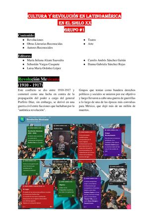 Cultura Y Revolución en Latinoamérica  En El Siglo XX