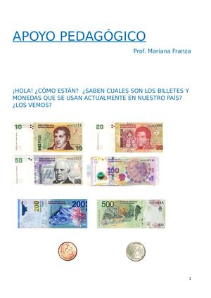 Billetes y monedas . Taller de Apoyo Pedagógico