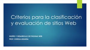 Criterios Para La Evaluación De Sitios Web