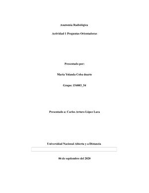 Anatomía Radiológica Unidad 1 Preguntas Orientadas