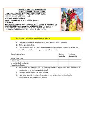 Actividades Séptimo Sociales, Semana 2, Iv Parcial