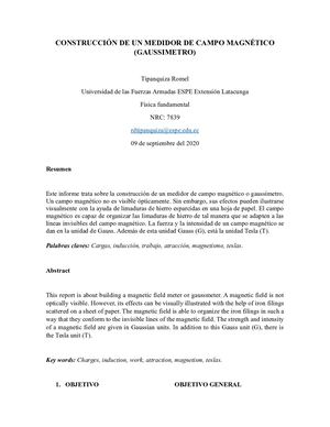 Construcción De Un Medidor De Campo Magnético