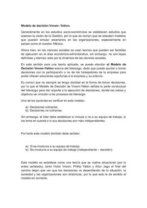 El Modelo De Decisión Vroom