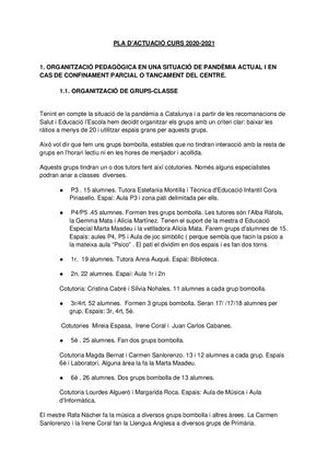 Pla D’actuació Curs 2020 2021