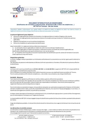 Inf 02 Règlement Intérieur Bénéficiaires Gip Fcip Toulouse