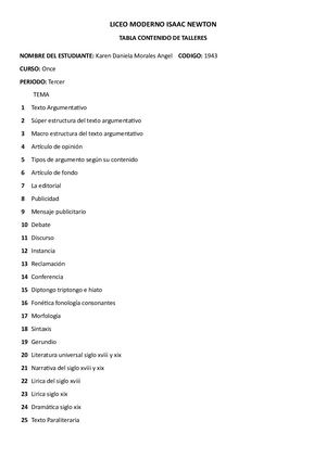 Talleres Tercer Periodo Karen Morales