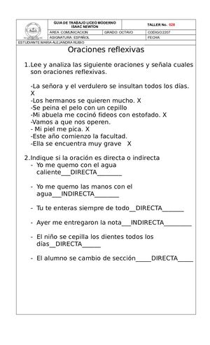 Calaméo - Taller Oraciones Reflexivas