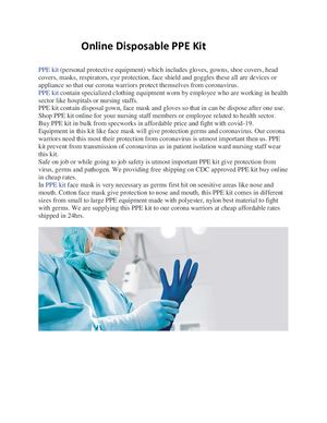 Online Disposable Ppe Kit