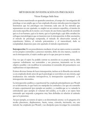 Métodos De Investigación En Psicología