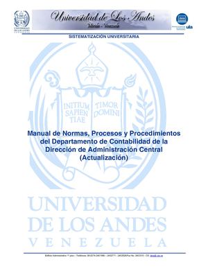 Modelo De Manual De Procedimiento Ula Departamento Contabilidad 26 02 2019