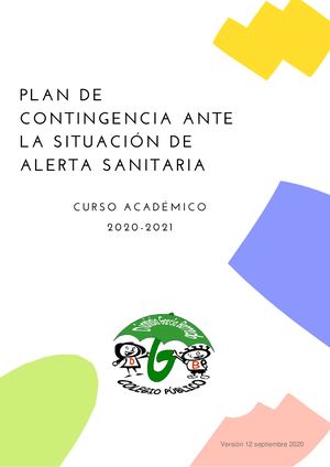 Plan De Contigencia Ceip Dionisio García Barredo Versión 1 Septiembre
