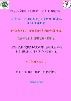 Ámbito Lógico Matemático Para Subnivel 2 De Educación Inicial