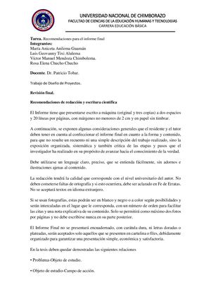 12 Recomendaciones Para El Informe Final