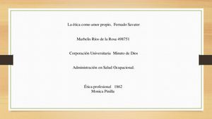 La Etica Como Amor Propio