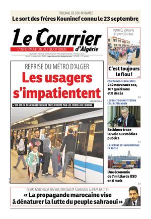 Le Courrier d'Algérie du mardi 15 septembre 2020
