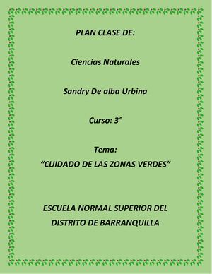 Plan Clase De Las Zonas Verdes 3°
