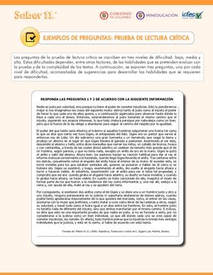 Preguntas Explicadas Lectura Critica Saber 11