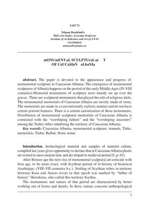 MONUMENTAL SCULPTURAL ART OF CAUCASIAN ALBANIA