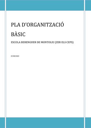 Pla d'organització Escola Berenguer de Montoliu