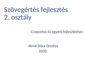 Szövegértés fejlesztés 2. osztály, szeptember
