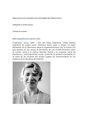 Alfonsina Storni, y un poco de su historia.