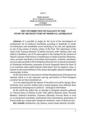 The contribution of Italians to the study of architecture of medieval Azerbaijan