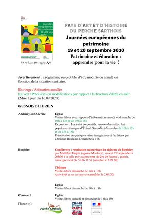 Mise à jour de la programmation des JEP