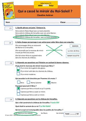 Corrigés Fiches De Lecture  Nino  Niveau 2