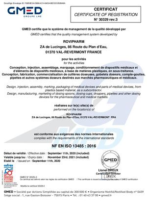 Norme RVPH 13485 : 2016