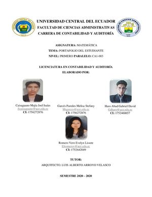 Portafolio de matemáticas, Grupo 6 Curso CA1-003