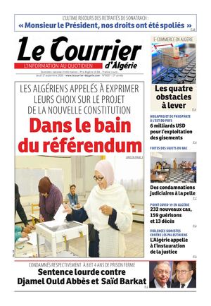 Le Courrier d'Algérie du Jeudi 17 septembre 2020