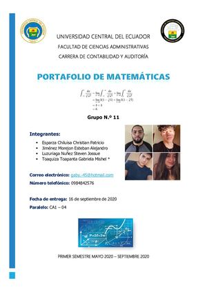 Uce Portafolio Estudiantil Semestre 2020 2020 Matemáticas