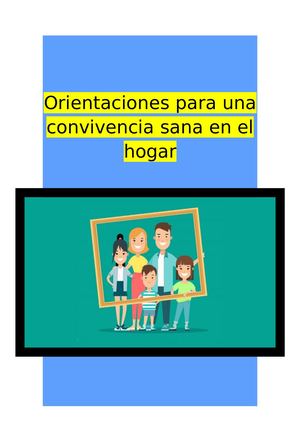 Orientaciones Para Una Convivencia Sana En El Hogar