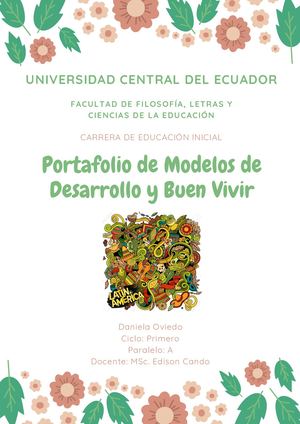 Oviedo Daniela Portafolio De Modelos De Desarrollo Y Del Buen Vivir