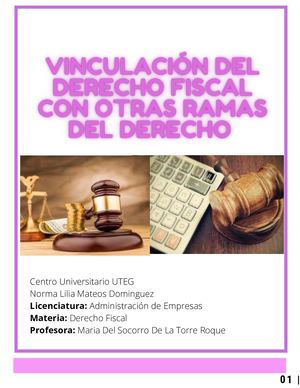 Vinculación Del Derecho Fiscal Con Otras Ramas Del Derecho