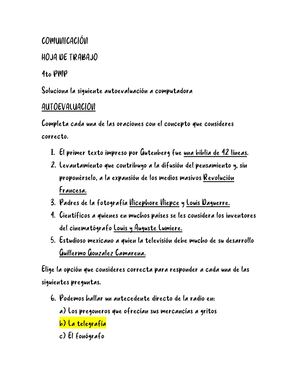 Tarea Comunicación Hoja De Trabajo Emely Sandoval