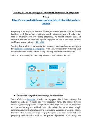 Looking at the advantages of maternity insurance in Singapore