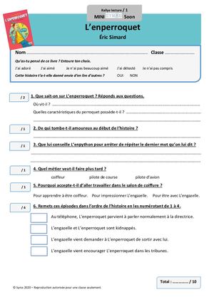Fiches Rallye Lecture l' Enperroquet niveaux 1 Et 2