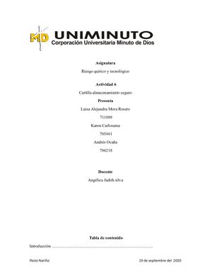 Rquimico Matriz De Compatibilidad Química Docx