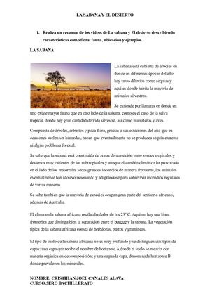 BIOLOGIA- SABANA Y DESIERTO