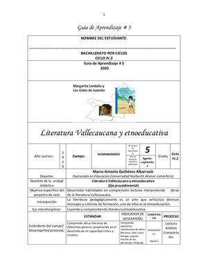 Guia # 5 Humanidades Ciclo Iv 2
