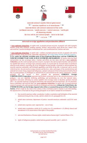 Universal Sovereign Apellation And Proclamation Affidavit