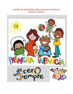 Cartilla De Actividades Para Estimular A Niños De Primera Infancia
