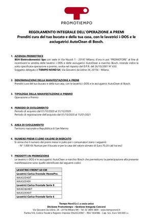 Bosch Regolamento Promo I Dos Auto Clean
