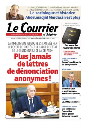 Le Courrier d'Algérie du samedi 19 septembre 2020