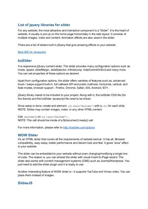 List Of Jquery Libraries For Slider