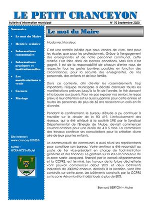 Le Petit Cranceyon N°70 Septembre 2020