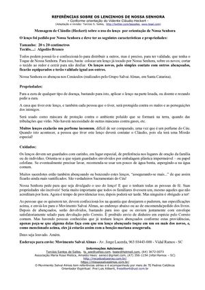 Referências Sobre Os Lencinhos De Nossa Senhora 2015