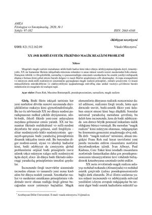 THE PROBLEM OF MAGIC REALISM IN THE LITERARY-AESTHETIC THOUGHT OF XX CENTURY